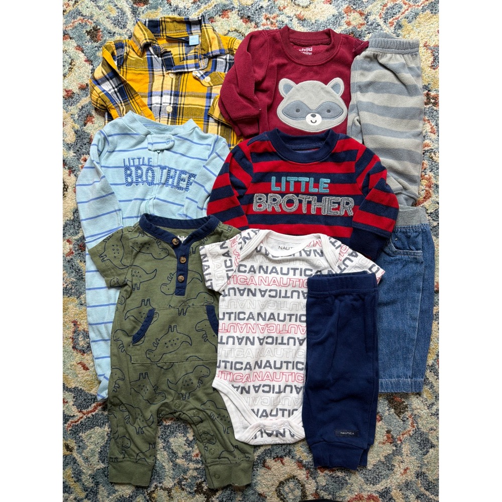 Nautica Carters Baby Boy 0-3M Multicolor 9pc Bundle Clothes Little Brother GUC